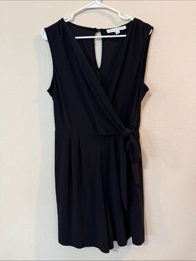 Emma & Michele Black Sleeveless Wrap Romper with Side Tie